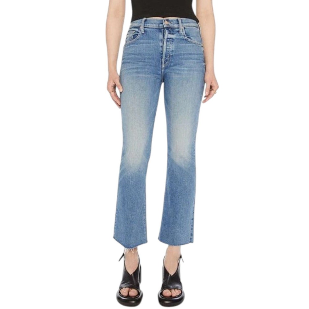 Mother The Tripper Ankle Fray Jeans High Rise Flare Raw Hem Designer Denim 26